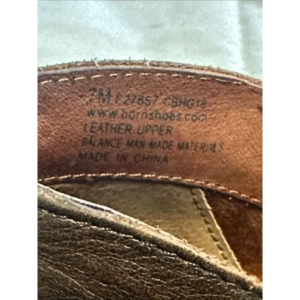 Born Aneto Leather Ankle Booties Womens 7M Block Heel Side Zip Cognac Brown